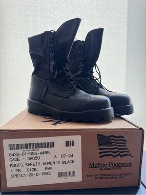 McRae Women’s Black Combat & Moto Boots - Safety Lace-Up